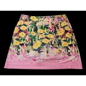EPNY L Multicolor Floral Stretchy Golf Skort Skirt Shorts Performance EUC